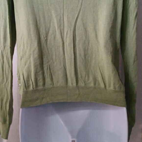 Talbots green sequin front lightweight silk blend cardigan Sz S NWOT - Picture 6 of 8